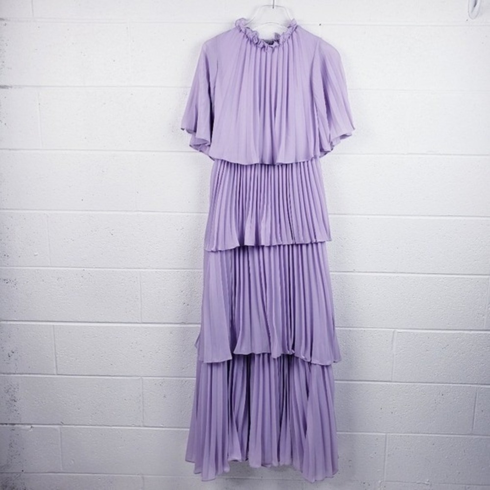True Decadence‎ Tiered Pleated Formal Maxi Dress Lilac Purple Women's Size 10